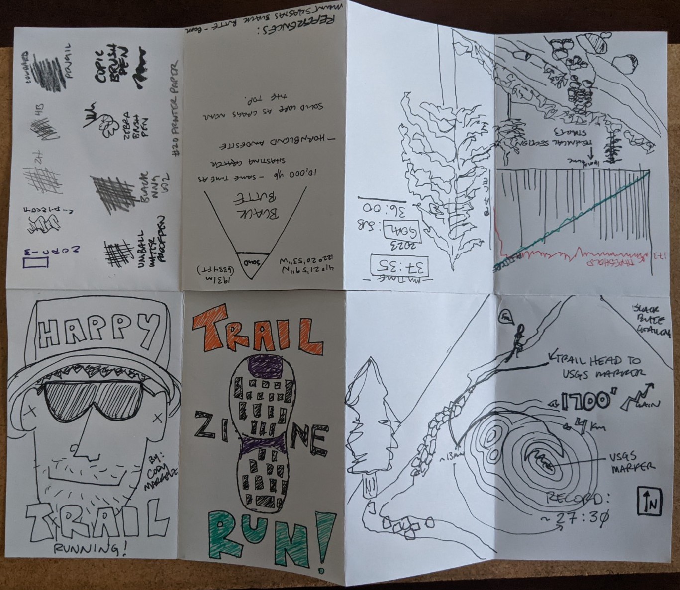 Trail Running Zine unfolded