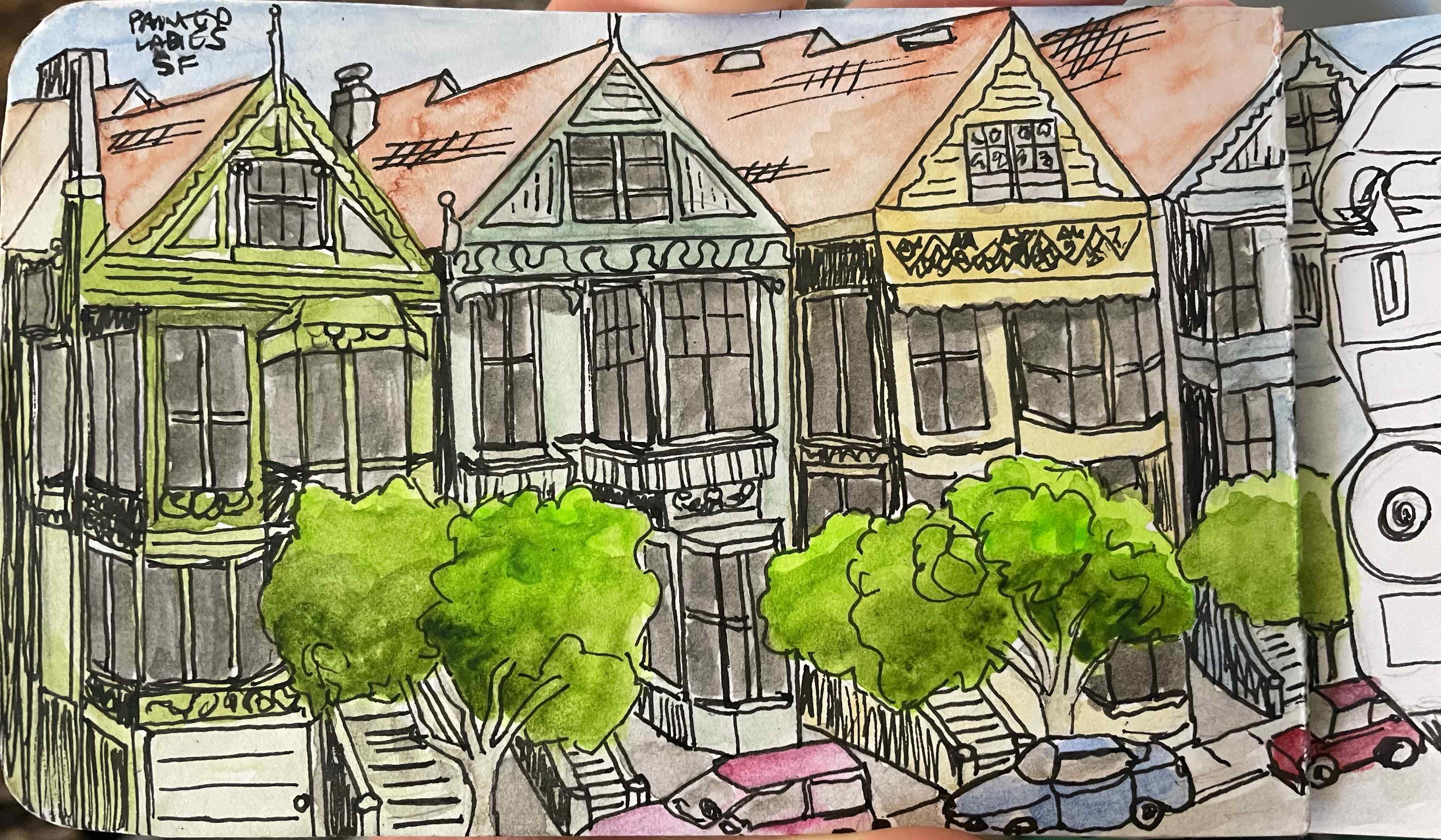 Sketch of the inside of painted ladies in San Francisco